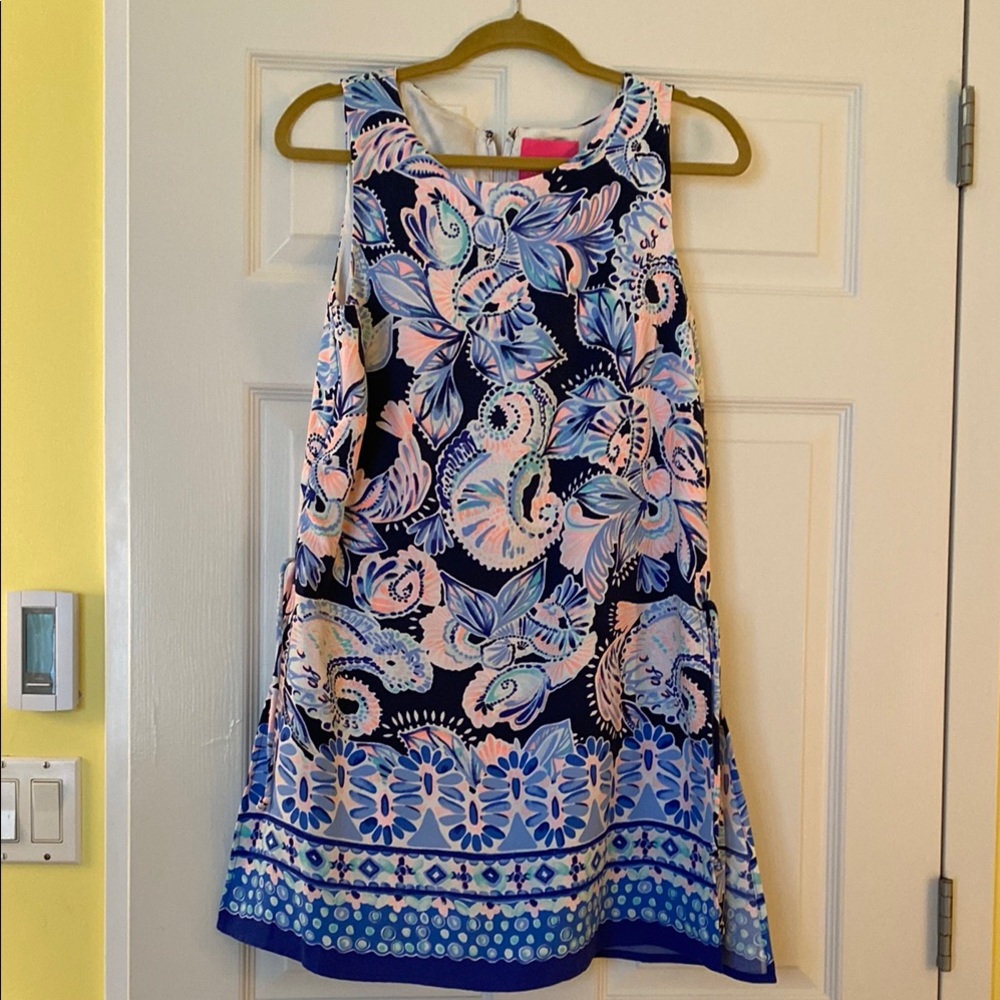 Floral Sleeveless Dress - Blue and Pink